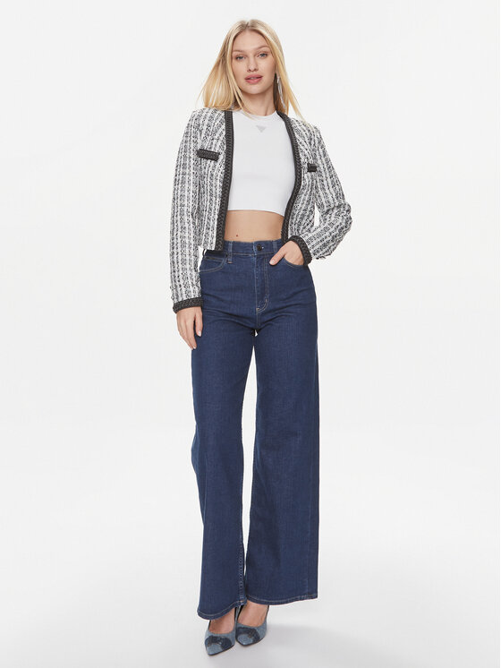 Guess Guess Švarkas Tosca Braid Boucle J W4RN38 WFWV2 Juoda Regular Fit