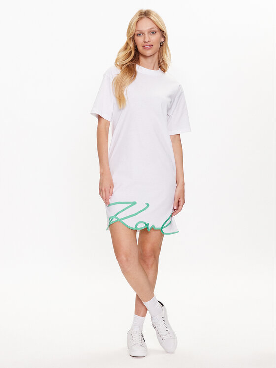 KARL LAGERFELD KARL LAGERFELD Rochie de zi Signature 231W1357 Alb Relaxed Fit