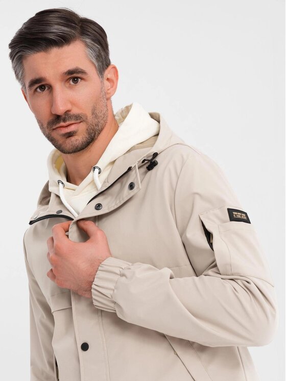 Ombre Ombre Kurtka przejściowa OM-JANP-0225 Beżowy Regular Fit