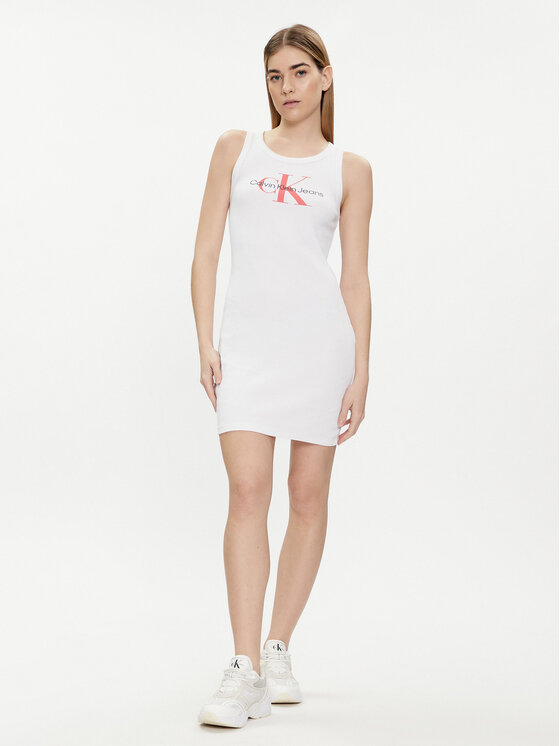 Calvin Klein Jeans Calvin Klein Jeans Ljetna haljina Archival Monologo J20J223069 Bijela Slim Fit