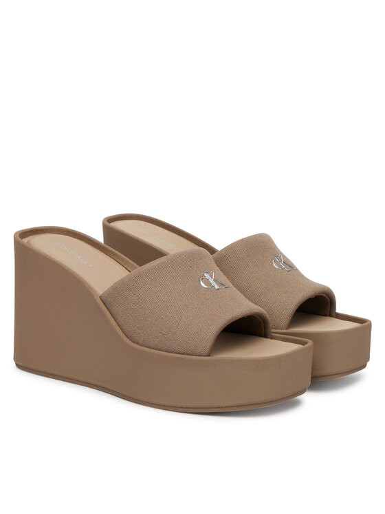 Calvin Klein Calvin Klein Şlapi Wedge 70 Sndl Canv Mg HW0HW03134 Bej