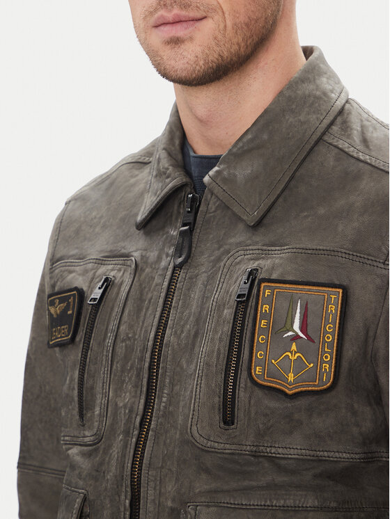 Aeronautica Militare Aeronautica Militare Kožená bunda 251PN5047PL00300 Šedá Regular Fit