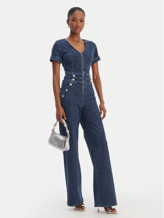 Guess Guess Kombinezon W6RD94 D0911 Tamnoplava Wide Leg