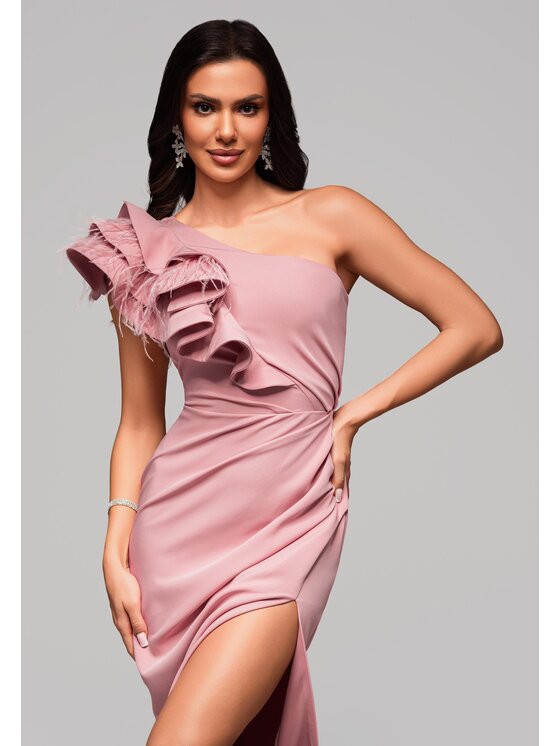 Ombre Ombre Sukienka wieczorowa LA-OM-DLR005 Różowy Regular Fit