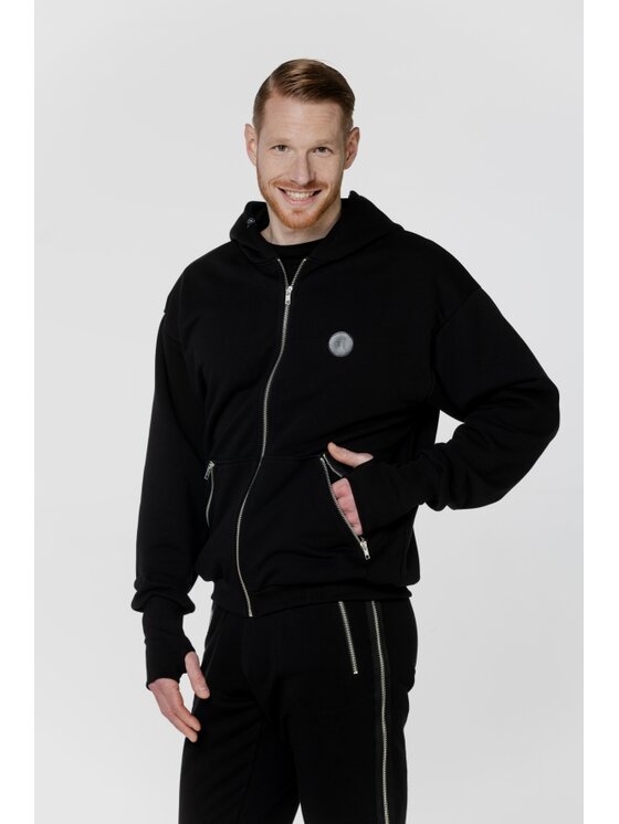 Pilawski Pilawski Bluza BLUZA CZARNA ROZPINANA ZAMKI MĘSKA Czarny Oversize