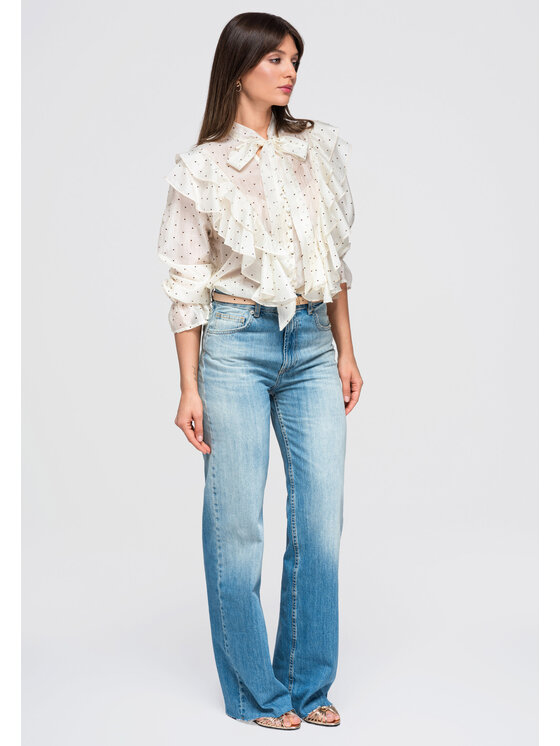 Ombre Ombre Košile OW-SH-E0049 Béžová Loose Fit