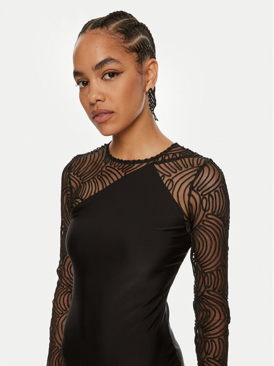 ROTATE ROTATE Kokteilinė suknelė Isadora 112910100 Juoda Slim Fit