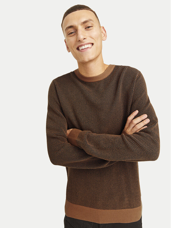 Jack&Jones Jack&Jones Džemper Globe 12258139 Smeđa Regular Fit