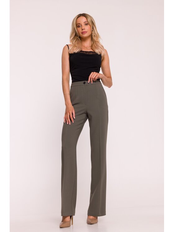 Stylove Stylove Spodnie garniturowe S418 Khaki Wide Leg
