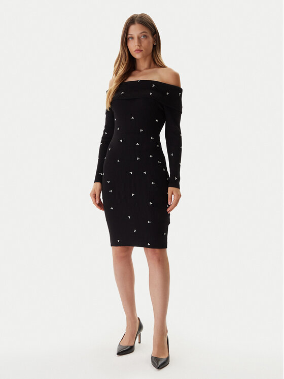 Guess Guess Kötött ruha W5BK64 Z2YJ2 Fekete Slim Fit