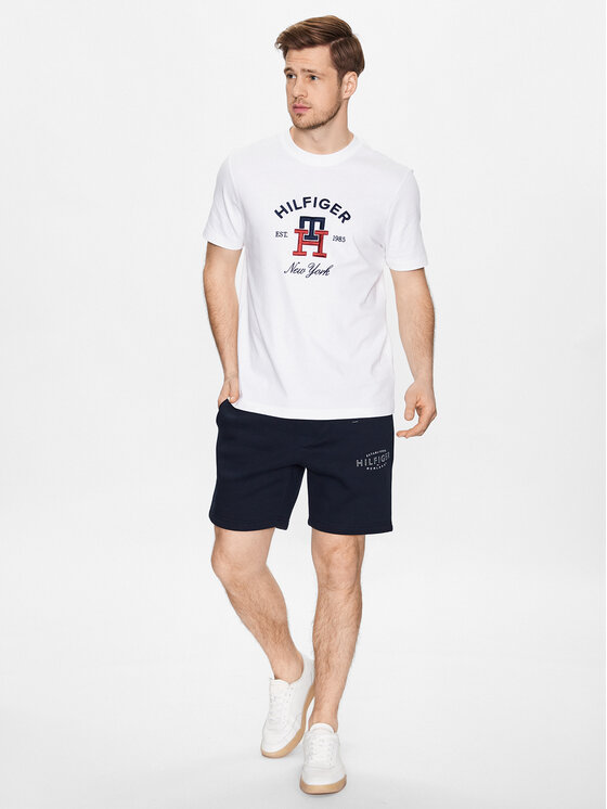 Tommy Hilfiger T-Shirt Curved Monogram MW0MW30043 Weiß Regular Fit 