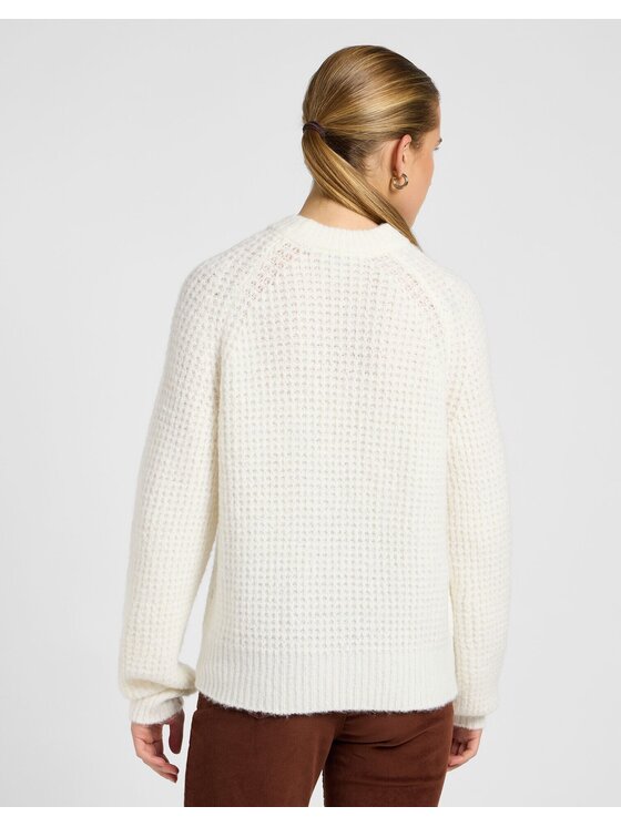 Lee Lee Sweter KNIT SWEATER Biały Regular Fit