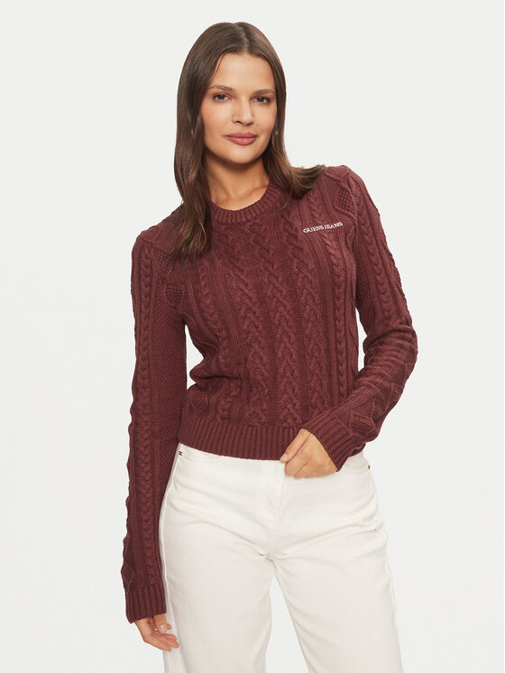 Guess Jeans Guess Jeans Pullover W4BR13 Z3HN2 Dunkelrot Regular Fit
