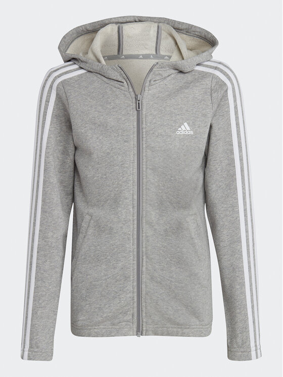 adidas Mikina Essentials 3-Stripes IC3635 Sivá Slim Fit