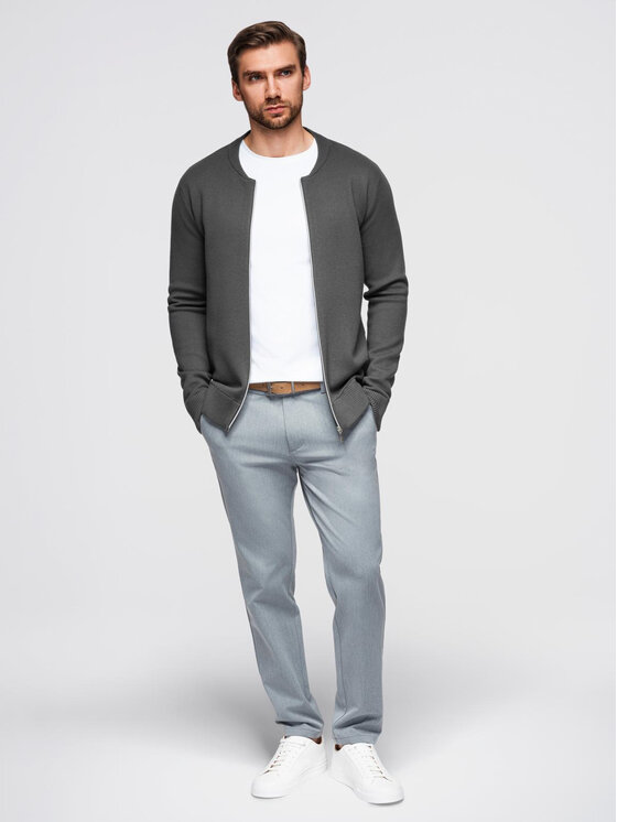 Ombre Ombre Kardigan OM-SWZS-0146 Szary Regular Fit
