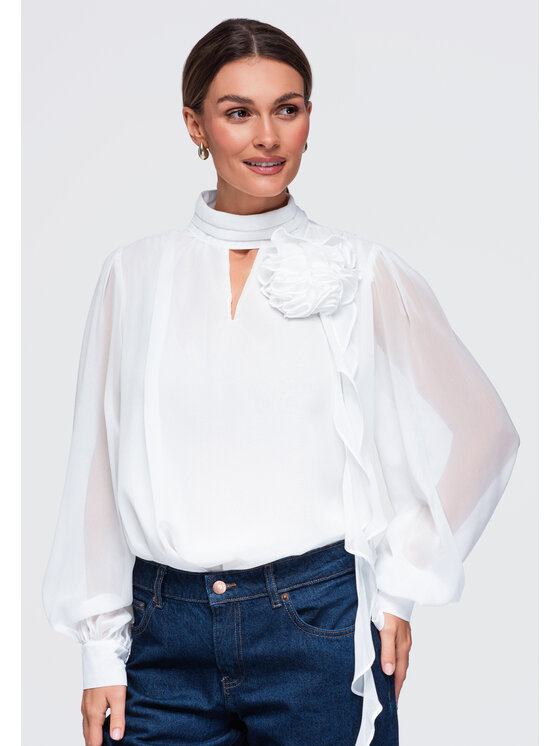 Ombre Ombre Bluzka OW-TS-E0085 Biały Reglan Fit