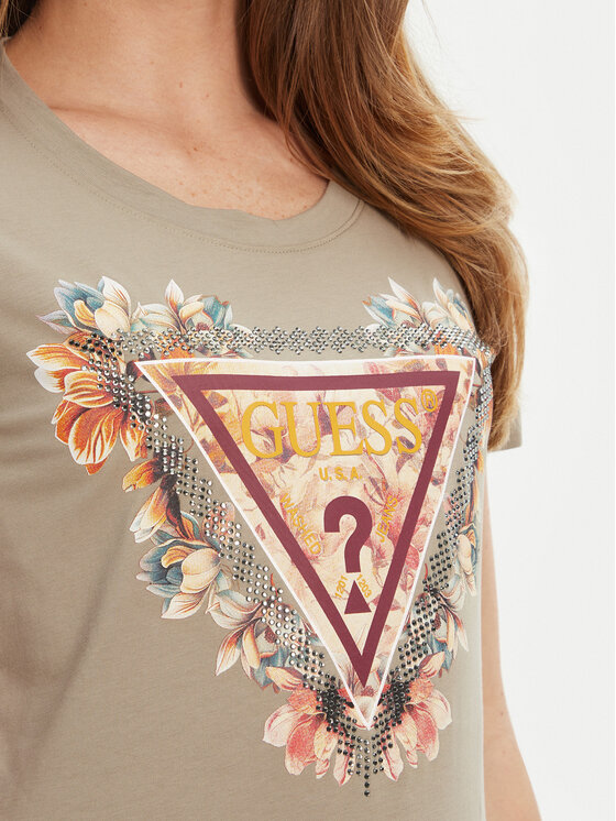 Guess Guess T-Shirt W5YI08 J1314 Zielony Regular Fit