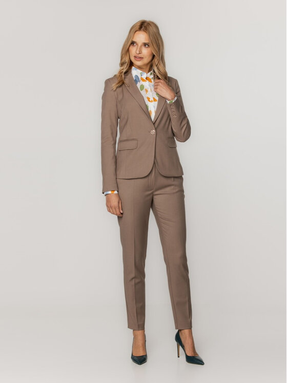 Willsoor Willsoor Spodnie damskie 67633 Beżowy Tapered Leg