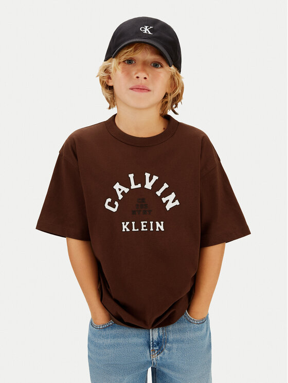 Calvin Klein Jeans T-Shirt Varsity Graphic IB0IB02637 Brązowy Regular Fit