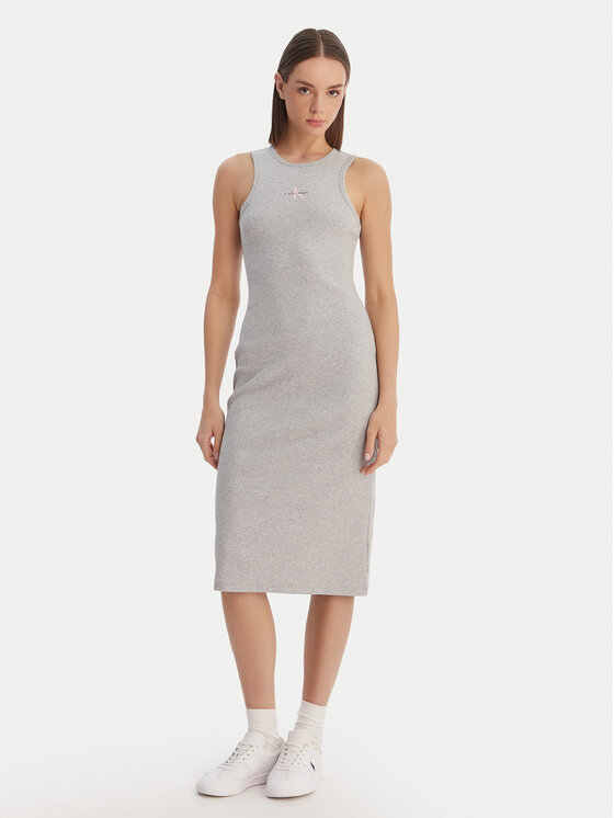 Calvin Klein Jeans Rochie de zi Monologo Baby LV047F242G Gri Slim Fit