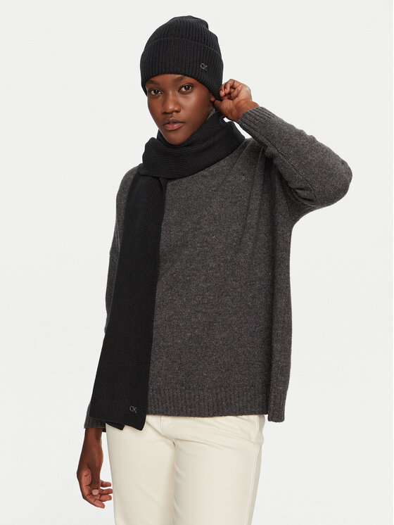 Calvin Klein Calvin Klein Sada čepice a šál Chunky K60K612621 Černá