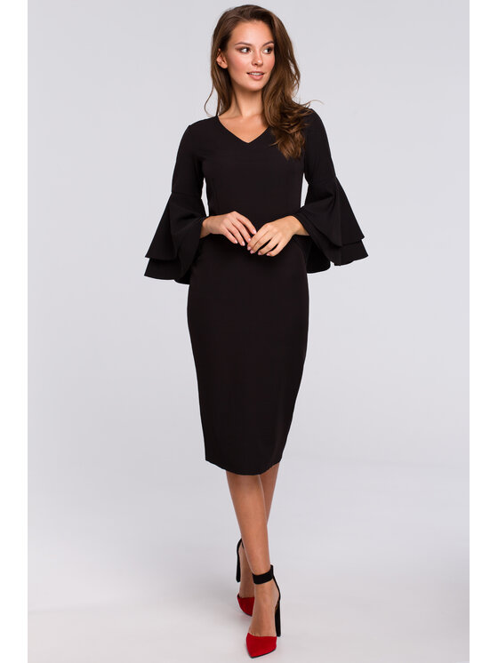 Makover Makover Elegantní šaty K002 Černá Regular Fit