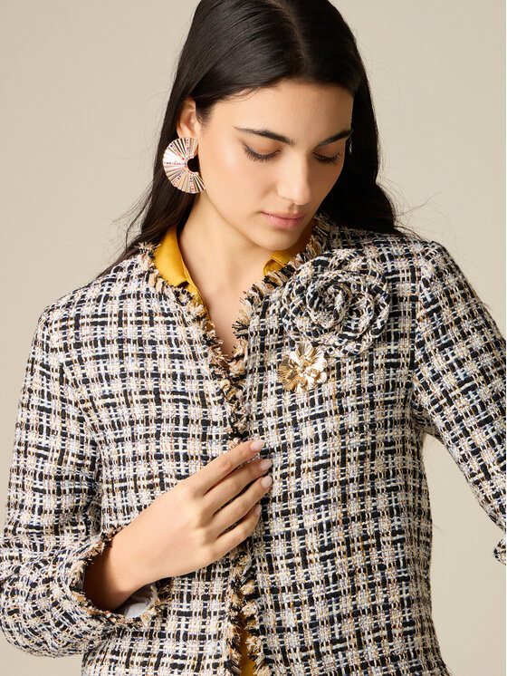 Oltre Oltre Marynarka R077R002454N0Z4 Złoty Boxy Fit