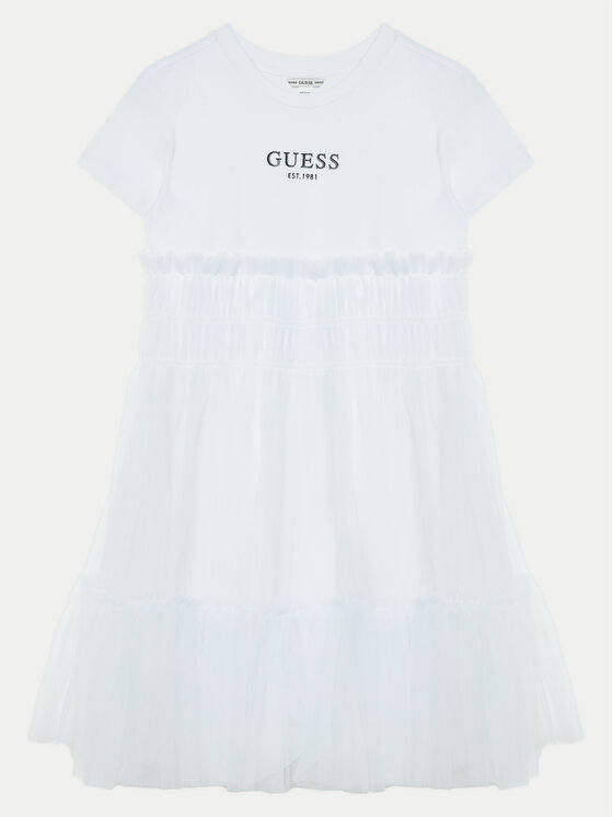 Guess Guess Rochie elegantă J5RK18 K6YW0 Alb Regular Fit