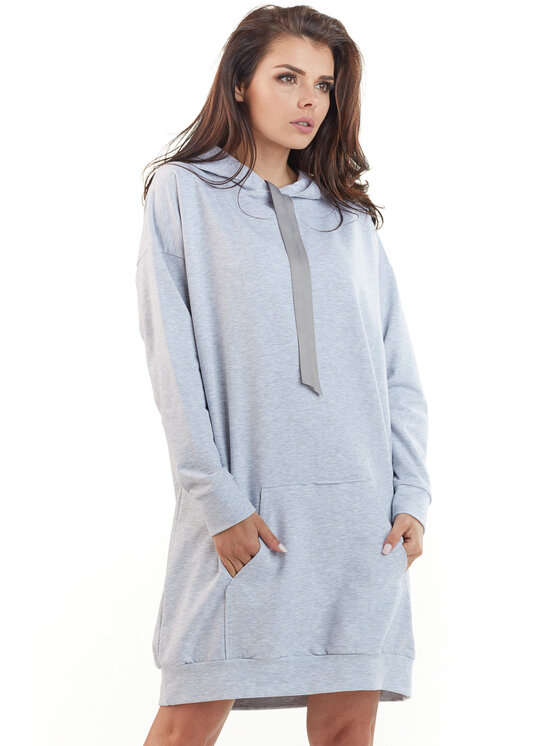 Awama Awama Úpletové šaty A212 Šedá Basic Fit
