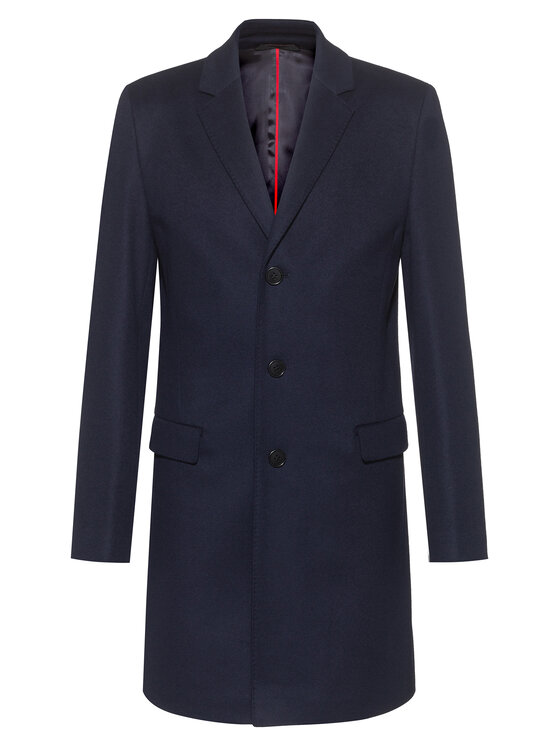 Hugo Płaszcz wełniany Migor2041 50438437 Granatowy Slim Fit