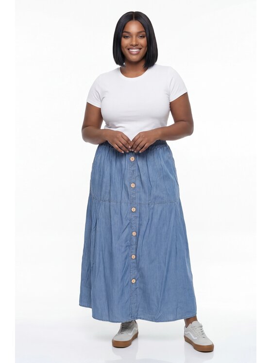 FIGL FIGL Maxi sukně M1331 Modrá Straight Fit