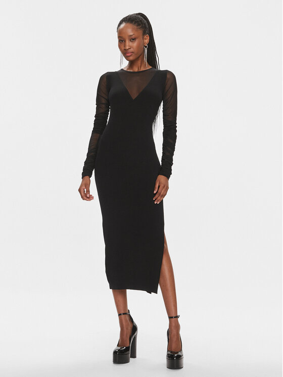 Pinko Rochie tricotată Bergamotto 103019 A1KX Negru Slim Fit