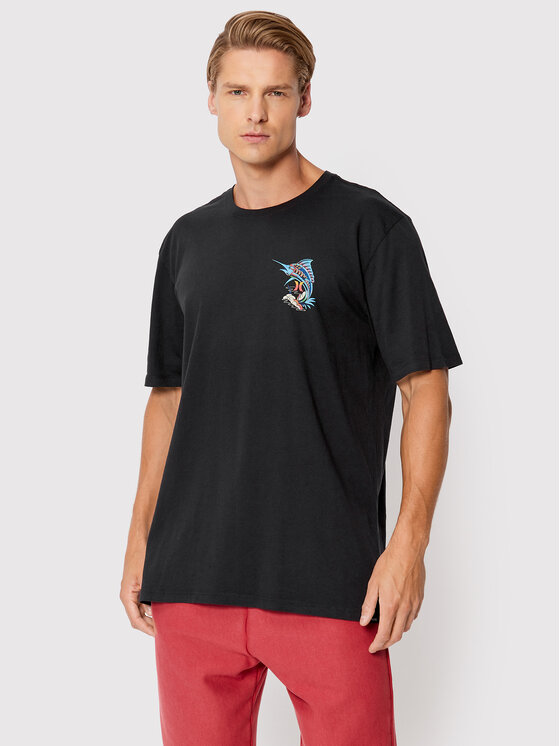 Hurley Tricou Trippy Fish MTS0029890 Negru Regular Fit