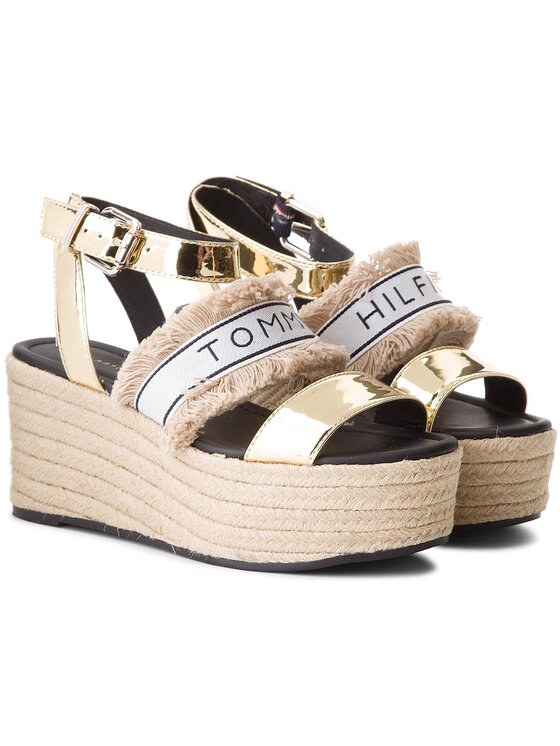 Tommy hilfiger shiny metallic flatform sandal hot sale