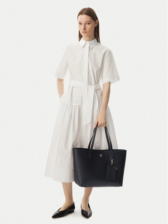 Tommy Hilfiger Geantă Th Icon Tote AW0AW18724 Negru