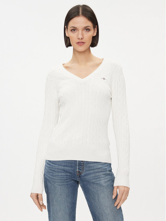 Gant Pulover 4800101 Écru Slim Fit