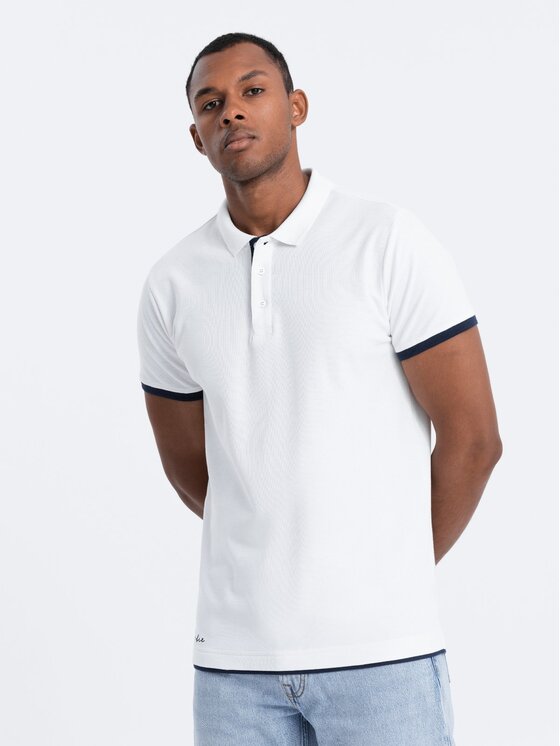 Ombre Ombre Polokošile OM-POSS-0113 Bílá Fitting Fit