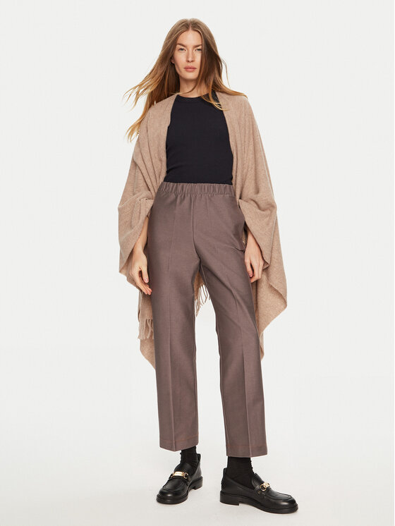 Max Mara Leisure Max Mara Leisure Hlače iz tkanine Quiete 2426786048 Rjava Straight Fit