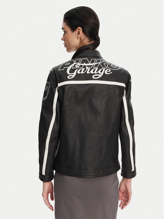PINKO PINKO Kožená bunda 105296 A2N5 Černá Regular Fit