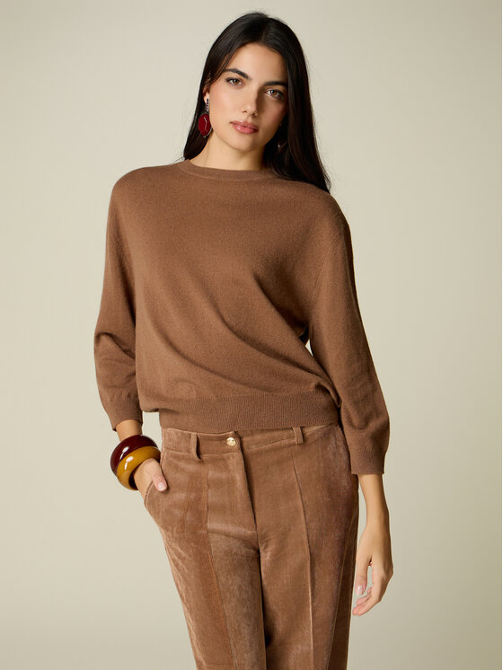 Oltre Oltre Sweter M210E002230N022 Brązowy Regular Fit
