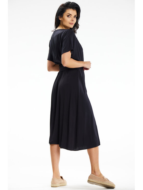 Awama Awama Sukienka letnia A642 Czarny Basic Fit