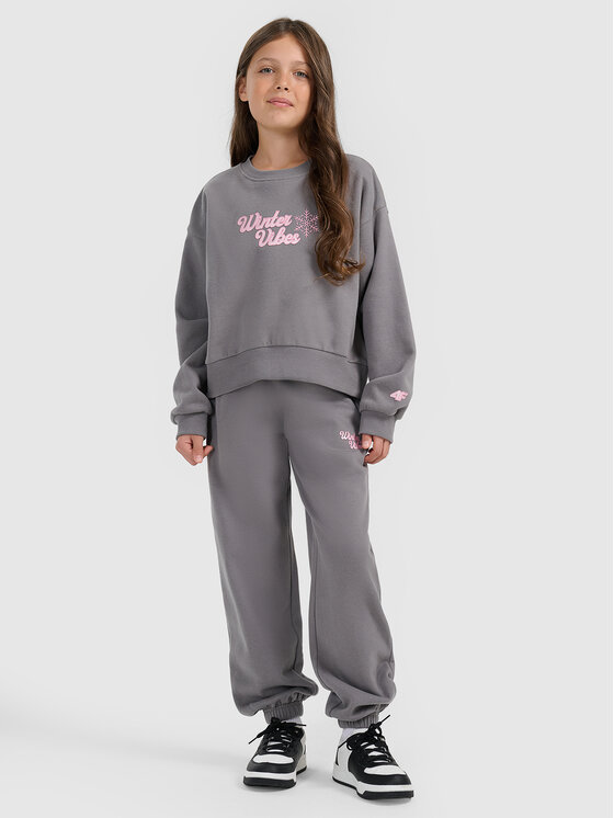 4F 4F Spodnie dresowe APRES SKI Szary ciemny Loose Fit