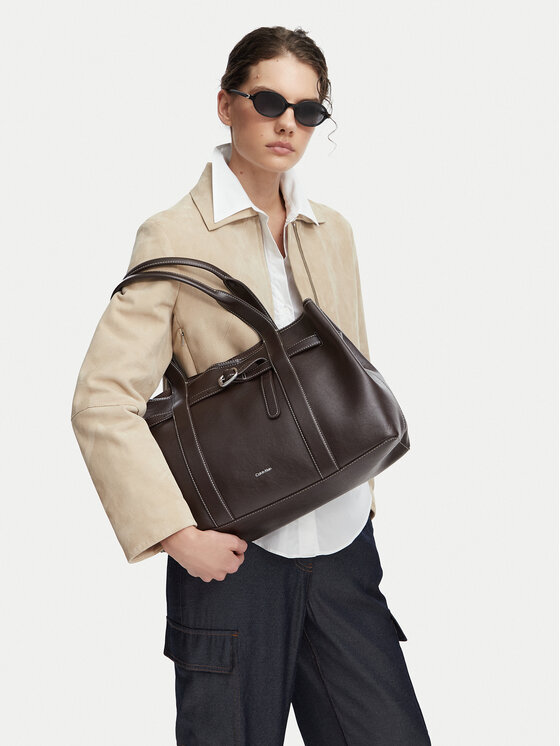 Calvin Klein Geantă Buckle Medium Work Tote LV04F3549G Maro