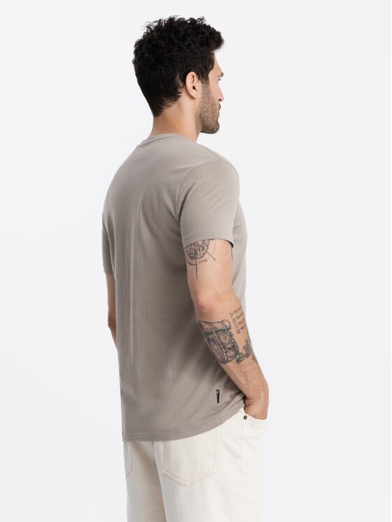 Ombre Ombre T-Shirt OM-TSPT-0125 Béžová Regular Fit