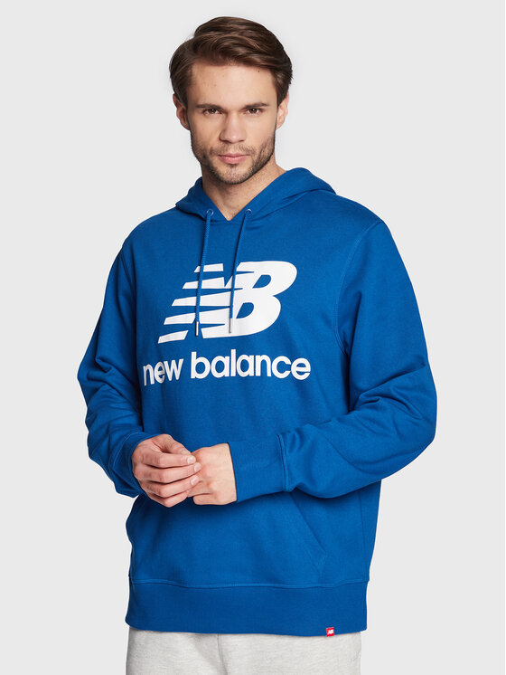 New Balance Majica Dugih Rukava Essentials Stacked Logo MT03558 Plava Relaxed Fit