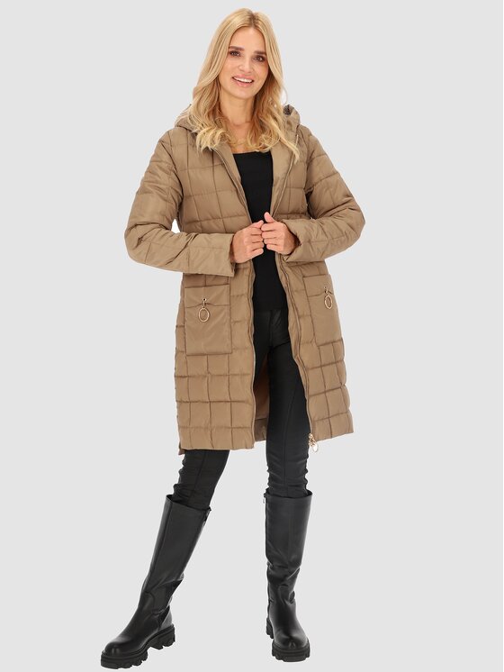 Perso Perso Dámska bunda BLH230015F Béžová Regular Fit