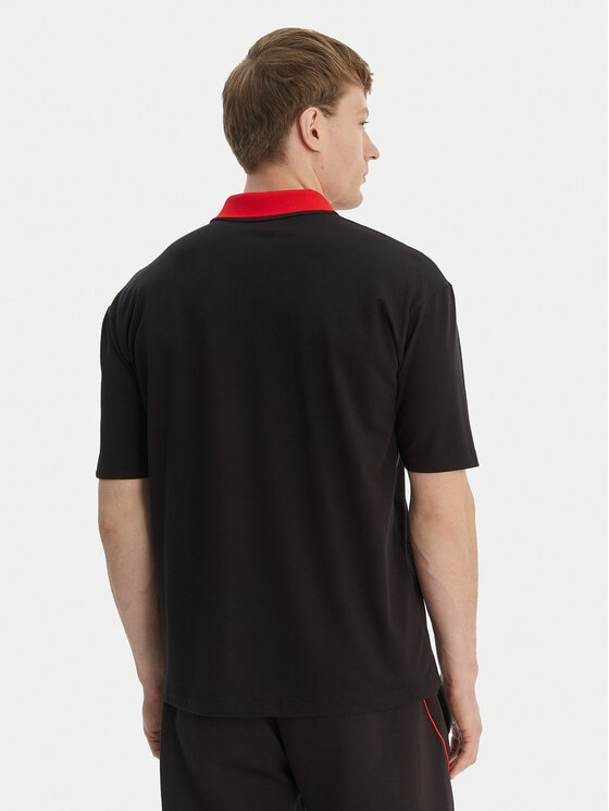 HUGO HUGO Тениска с яка и копчета Dunios_RB 50559650 Черен Regular Fit