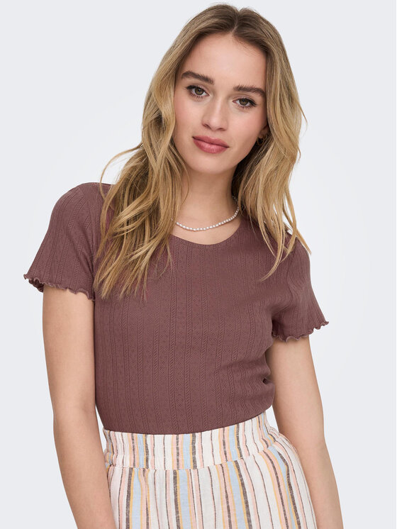ONLY ONLY Тишърт Carlotta 15256154 Розов Tight Fit