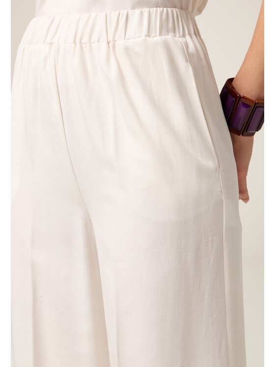 Oltre Oltre Pantaloni di tessuto P006J002460N021 Bianco Baggy Fit