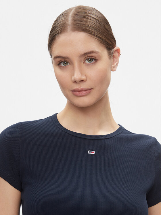 Tommy Jeans Tommy Jeans Marškinėliai Essential DW0DW17383 Tamsiai mėlyna Slim Fit